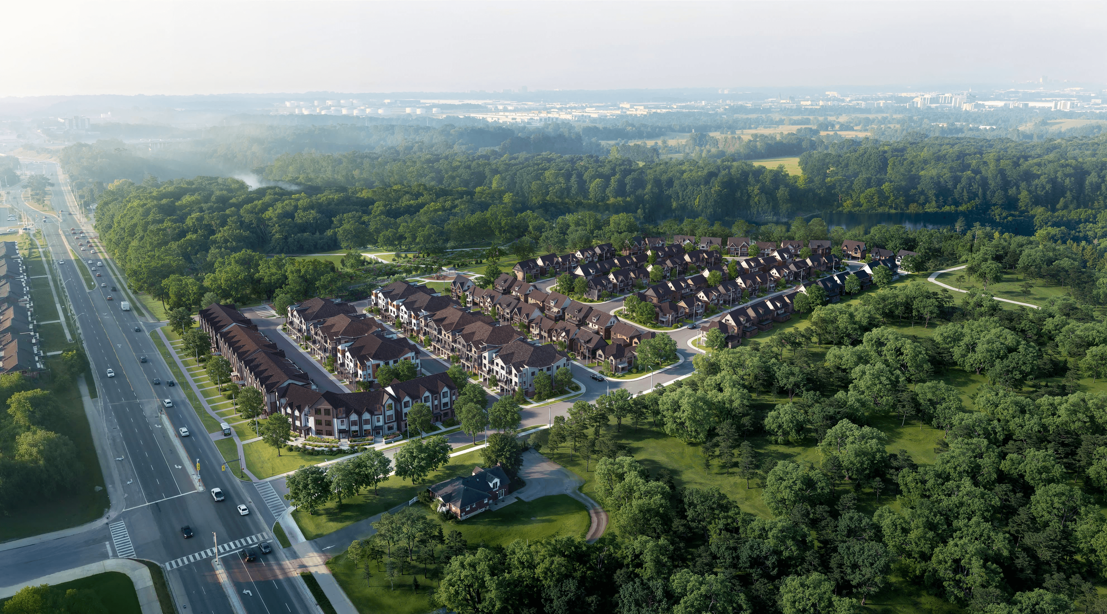 Aerial view of Riverview community in Bronte, Oakville